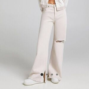 Bershka Cream Denim Jeans